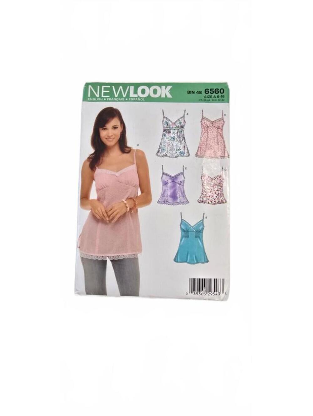 New Look Sewing Pattern 6560 Women's Camisole Tops Size 6-10